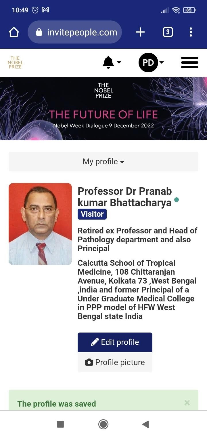 Prof Dr Pranab kumar Bhattacharya MD university of Calcutta 